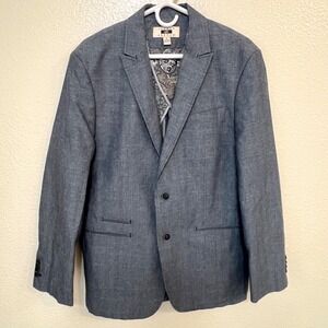 Joseph Abboud Men's Linen Cotton Blue Vent Plaid Summer‎ Blazer Jacket Medium